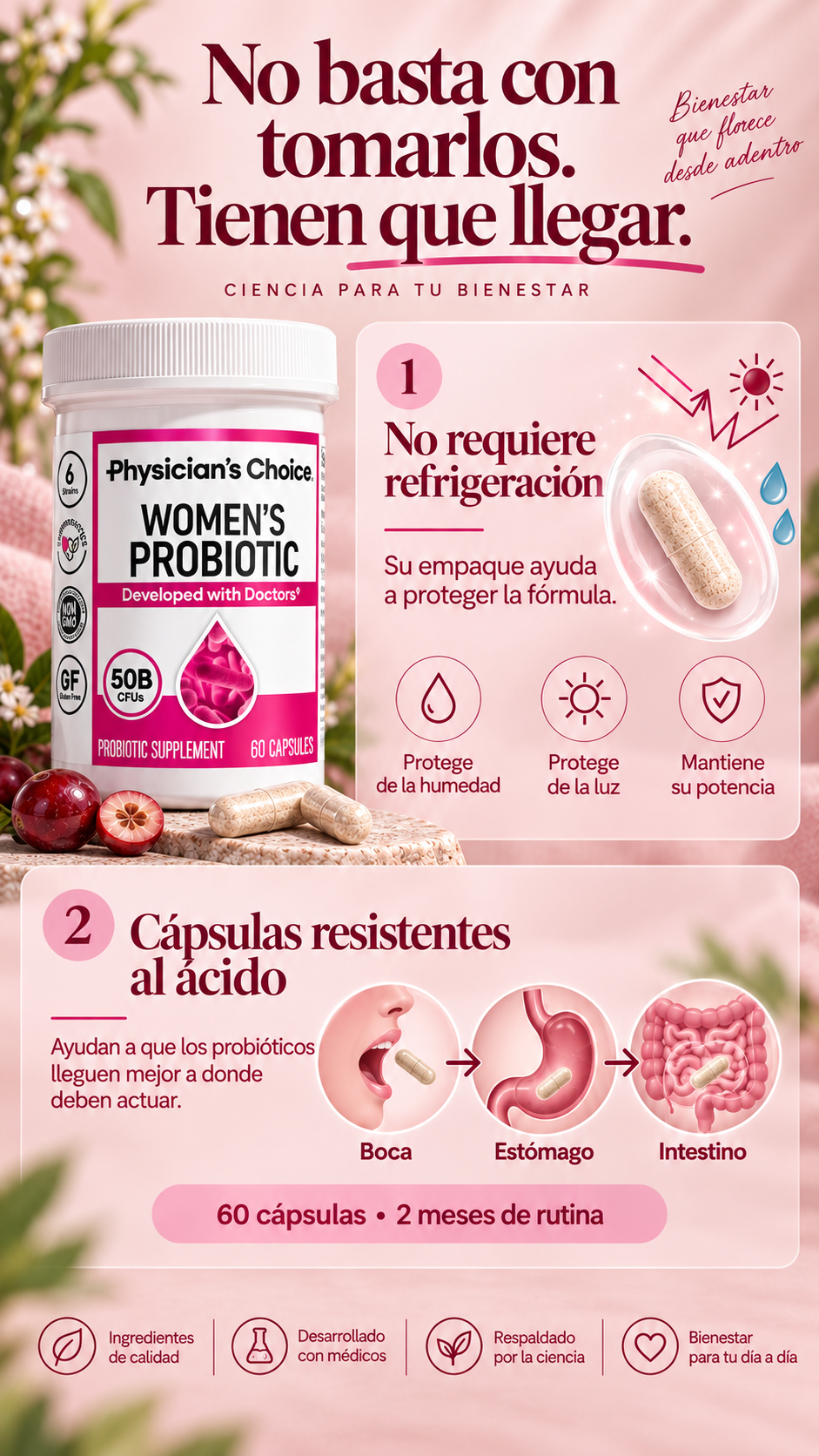 Probiótico para Mujeres Physician’s Choice – 2 Meses de Bienestar Digestivo