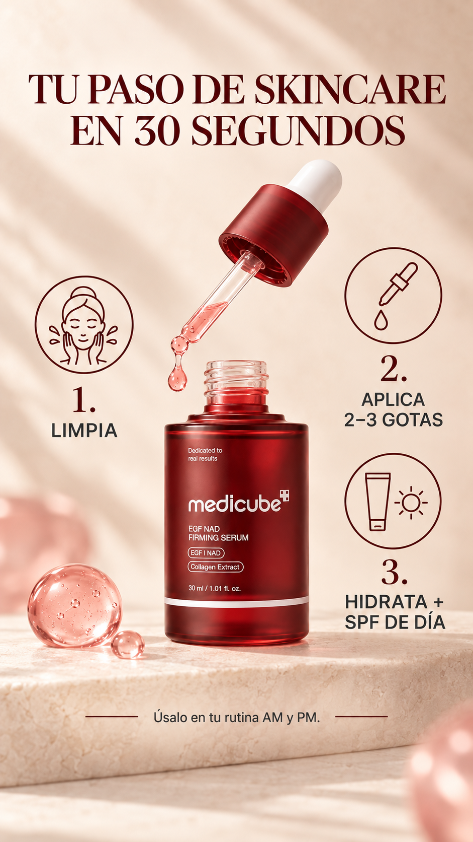 Medicube EGF NAD+ Firming Serum | Sérum facial y cuello 30 ml